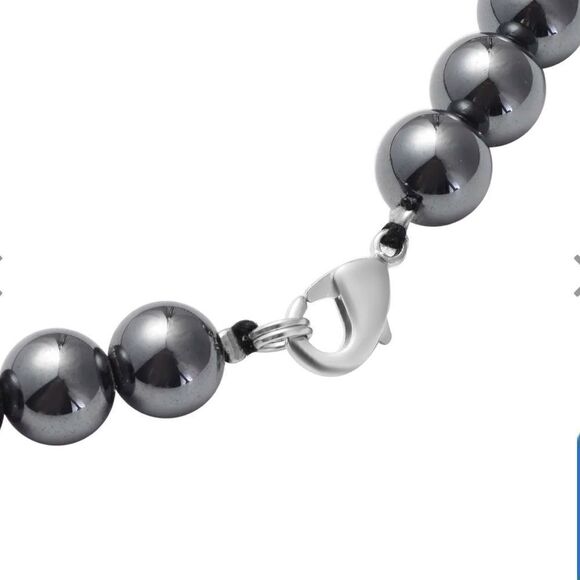 New! Hematite Beaded Stone Necklace, Layered Metallic - Picture 8 of 8